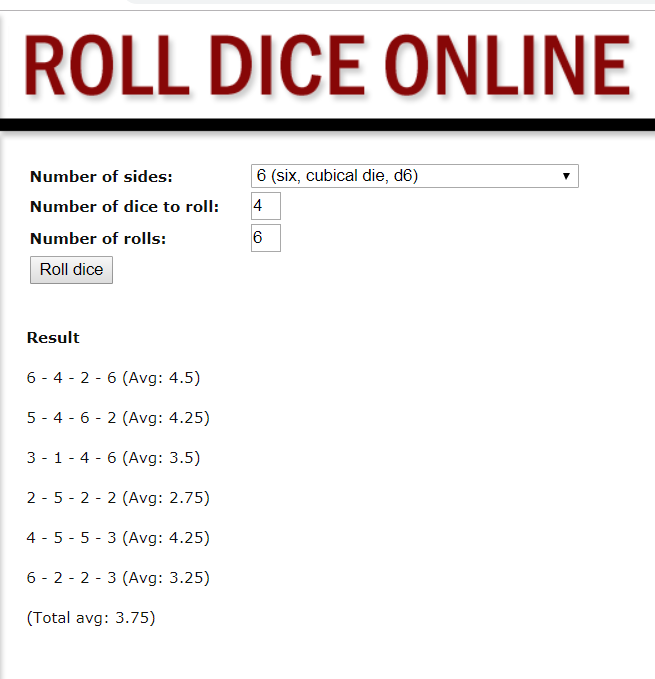 Roll Dice online