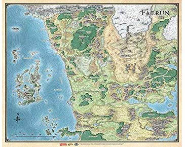 Topographic full color map of fictitious D&D world