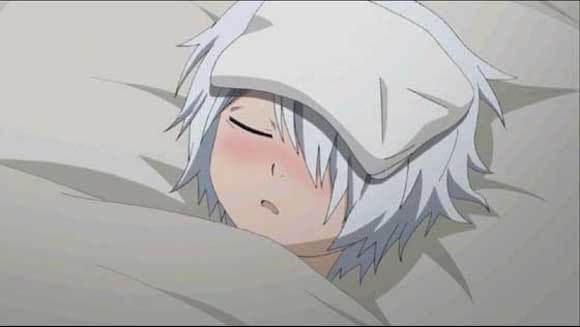 Sick anime character sleeping