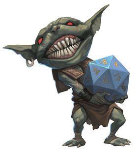 Goblin holding a d20 dice