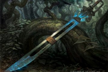 Blue magic greatsword with a hollow blade