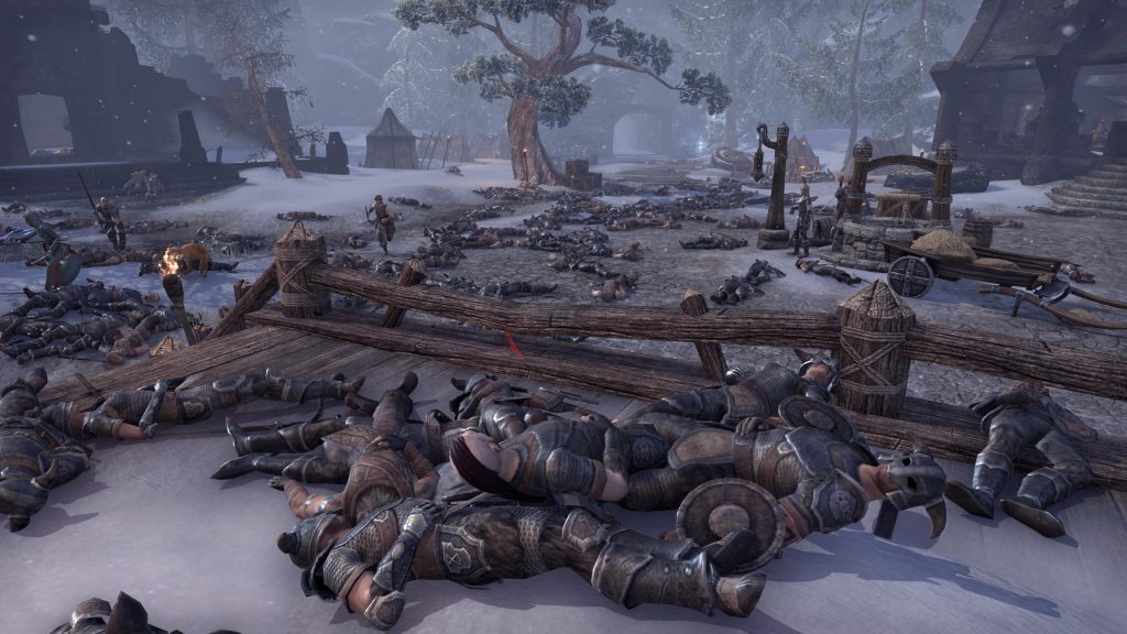 Mass of dead bandits in the snow